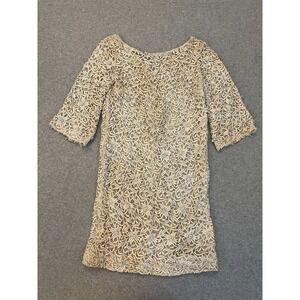 Vtg Victoria Royal Ltd Beaded Lace Floral Shift Dress Women 10 Large Cottagecore